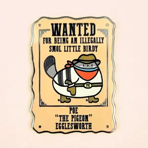 Poe the Pigeon Cowboy Enamel Pin - Cute Bird Rootin Tootin Yeehaw Kawaii Lapel Pin Badge Brooch