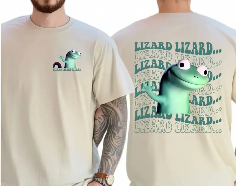 Lizard Meme Cute T-Shirt, Funny Shirt, For Man, For Women, Full Size, Fulll Color