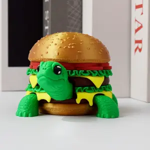 1 vibrant 3D-printed hamburger turtle figurine—a home decor piece, office desk ornament, party favor, or collectible fantasy creature. The perfect gift for birthdays, holidays, Christmas, and Halloween, as well as festive decorations.