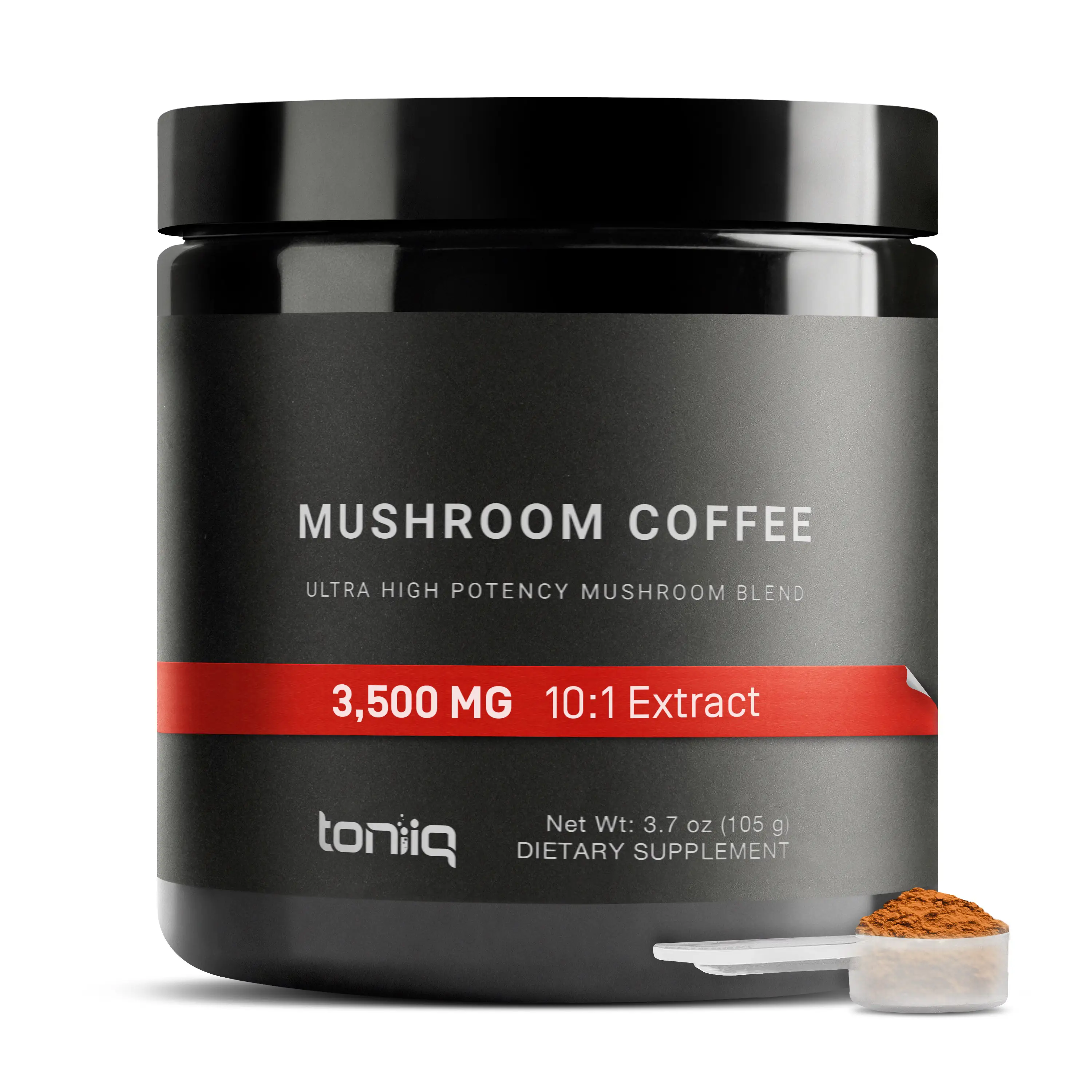 Toniiq Ultra Concentrated Mushroom Coffee 3,500mg 10:1 Extract - Colombian Sourced Beans 10 Mushroom Blend with Lion's Mane and Cordyceps - Mushroom P