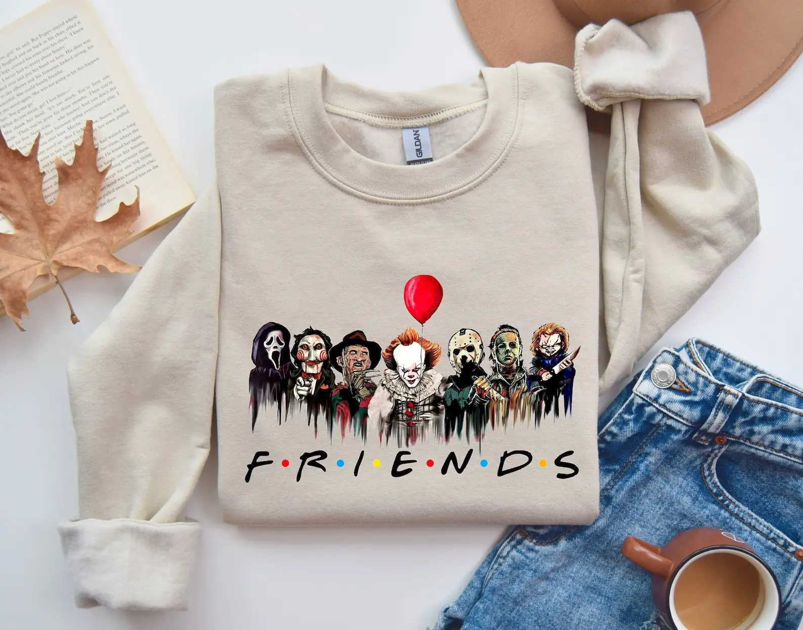 Halloween Horror Movie Characters Sweatshirt - Spooky Unisex Sweatshirt.