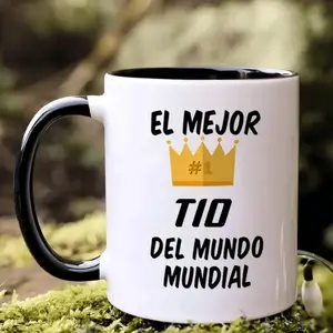 EL MEJOR TIO DEL MUNDO MUNDIAL, Funny Humorous Coffee Mug with Crown Pattern, Fathers Day Gifts, Ceramic Mug From Bride, Dad In Law Birthday Gifts Cup, 11oz 15oz Tea Cup, Gift for Parents Fathers Day ,Ceramic Drinkware