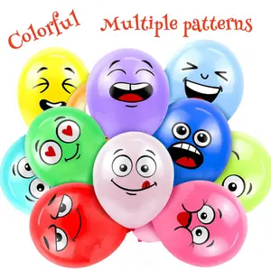 50pcs 12 Inch Latex Balloons, Perfect for Birthday Party Face Balloons Smiley Print, Multi-Color Home Decoration Balloon Set, Balloon Decorations Kit