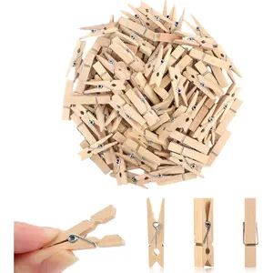 Small Clothes Pin, Mini Clothespins, 100 PCS Mini Clothes Pins Wooden with Storage Bag, Small Clothes Pins for Photos, Crafts, Hanging Clothes, Baby Shower, Display Artwork