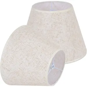 Set of 2 Beige Linen Lamp Shades for Table Lamps, 6" Top x 10" Bottom x 7" High, Modern Replaceable Spider Fitter Fabric Lampshades for Home Decor