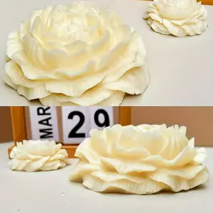 2-piece set of large-sized 3D peony silicone candle molds, DIY wax mold materials, soap soy wax DIY craft accessories, peony silicone molds, epoxy resin molds for party, home, wedding decoration