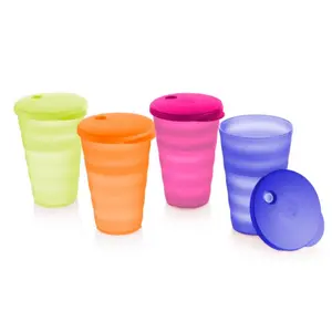 Tupperware Impressions Tumblers 16 oz 500 mL Set of Four Spill-Free Lids Dishwasher Safe Drinkware