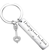 Best Friend Keychain for Women, Stainless Steel Key Chain Engrave I Fking Love You Bith Birthday Christmas Friendship Gift for Bestie Best Friends Female Bff