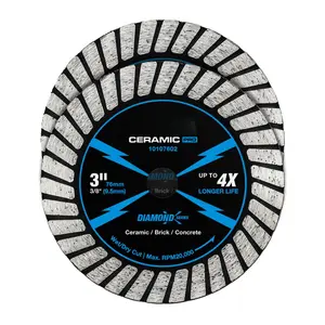 3 Inch Super Thin Turbo Diamond Blade, 3/8 in Arbor, 3'' Diamond Stone Blade for Angle Grinder & Circular Saw, Diamond Cutting Wheel for Cutting Granite, Concrete, Brick, Marble, Masonry, 2PC