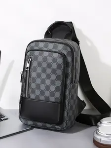 Men's Shoulder Sling Bag, Crossbody Chest Pack with Plaid Design, Stylish and Functional Daypack, Versatile Bag