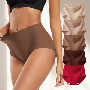Hotcom Women's High-Waisted Seamless High Compression Briefs - Basic, Soft, Smooth Cotton Underwear for Women with Full Coverage, Matching Everyday Womenswear (4/5-Pack)