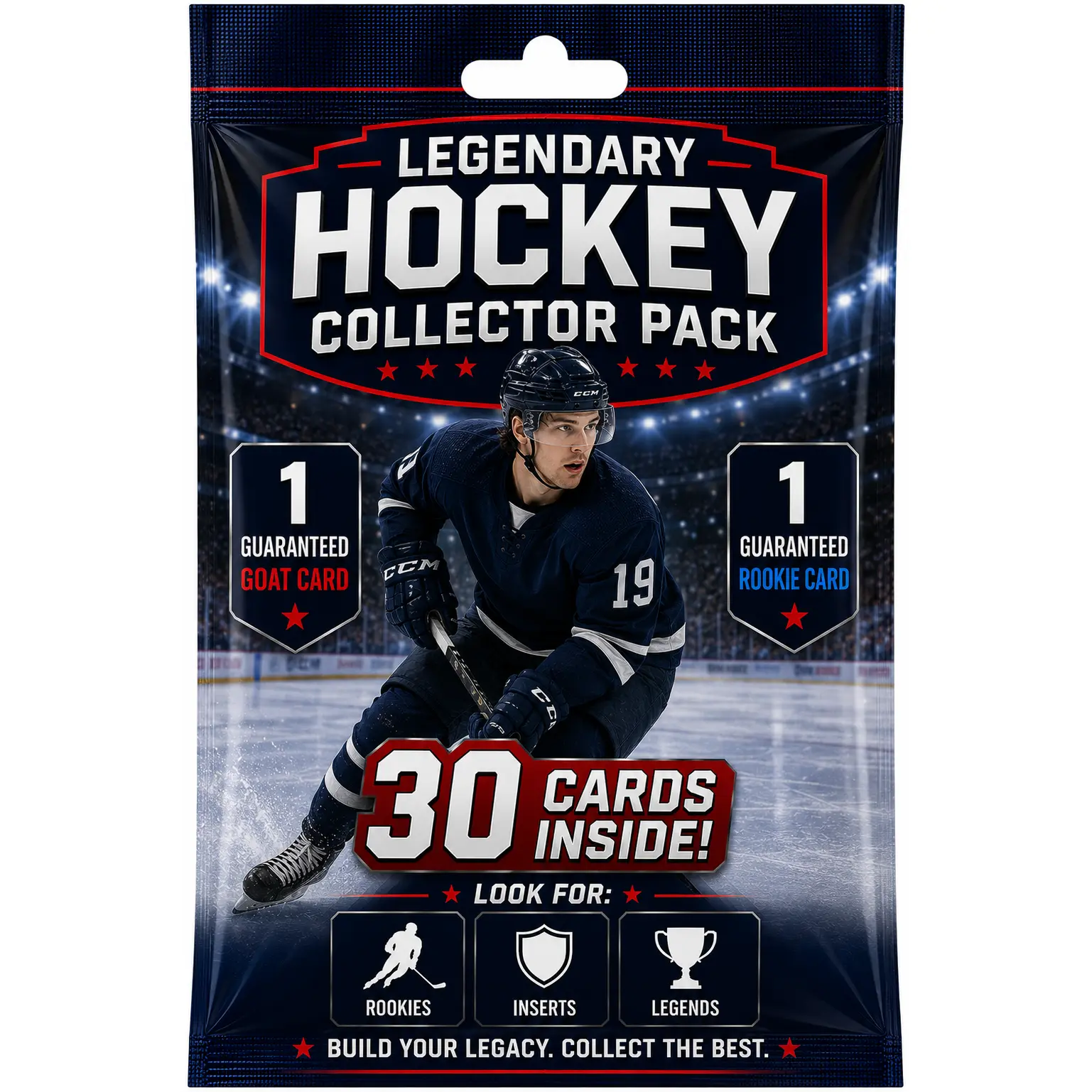 Legendary Hockey Collector Pack - 30 Cards Inside with 1 Guaranteed Rookie & 1 Guaranteed Goat Card