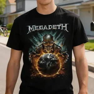 Megadeth Shirt Metal Rock Merch Concert Tour Classic Unisex Crewneck 100% Preshrunk Cotton USA Made Eco-friendly Inks