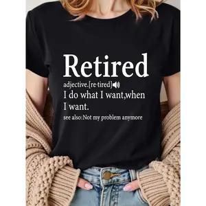 [100% Cotton] Retired Letter Printed T-Shirt, Casual Round Neck Short Sleeved Top, Suitable For Spring And Summer Wear, Women'S Clothing T-Shirt For Men And Women