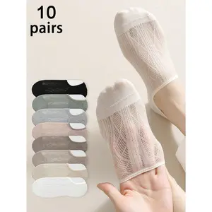 10 pairs womens casual minimalist mesh boat socks thin anti slip breathable invisible socks perfect for daily wear also great as summer and Christmas gift idea for her