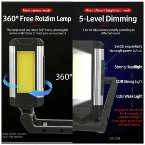 New Work Lights LED Work Repair Lamp USB Rechargeable Magnetic Multi-Purpose Maintenance Light COB Outdoor Tent Emergency Light