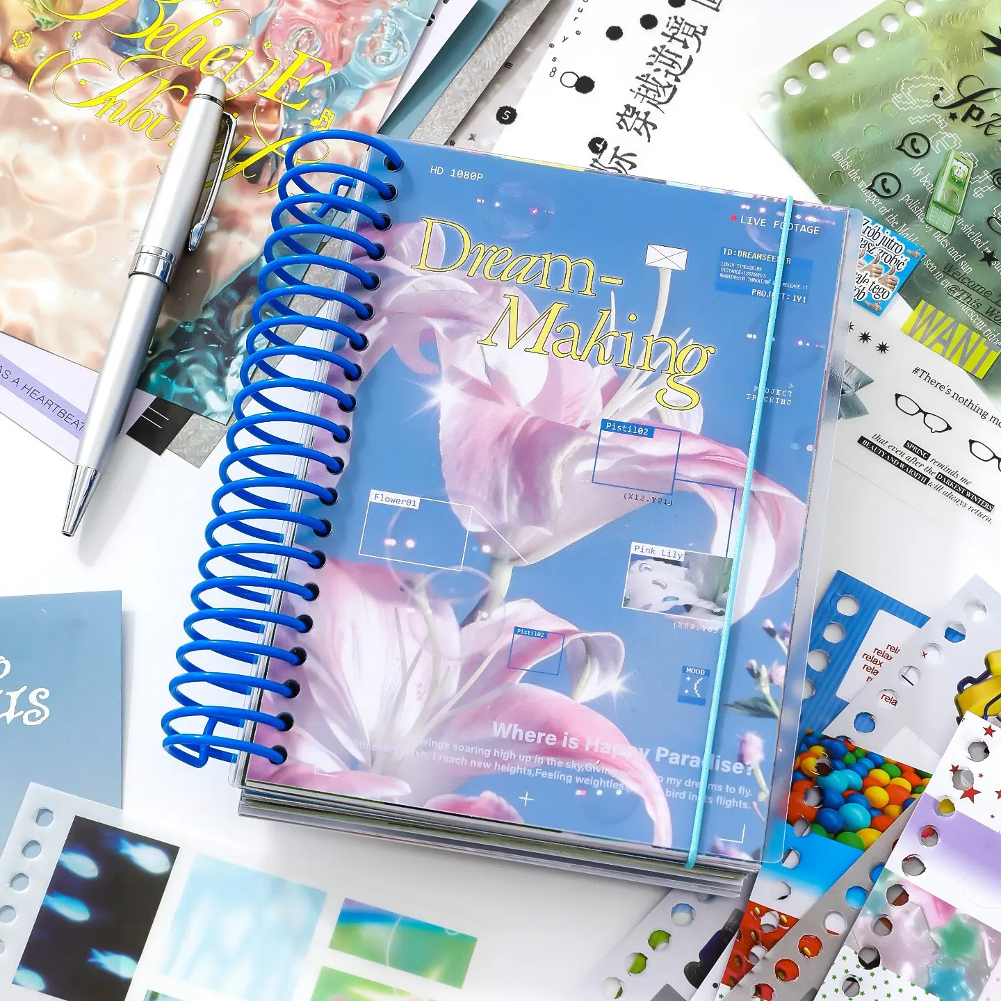 65 Sheets/book Coil Material Book, Scrapbook Materials, Scrapbooking, Dream Guide Series Fantasy Theme Decorative Paper, Hand Account Stationery Wall Multi-Scene Decoration, Scrapbook Page