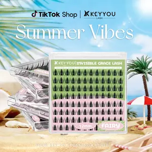 KEYYOU Fairy Single Length DlY Lash Cluster Invsible Band Natural 10mm 12mm 14mm 16mm Waterproof Long-Lasting Eyelashes Extensions  D Curl Easy to Use for Beginners Feline lash look Medusa Lash handmade lash #Summervibes