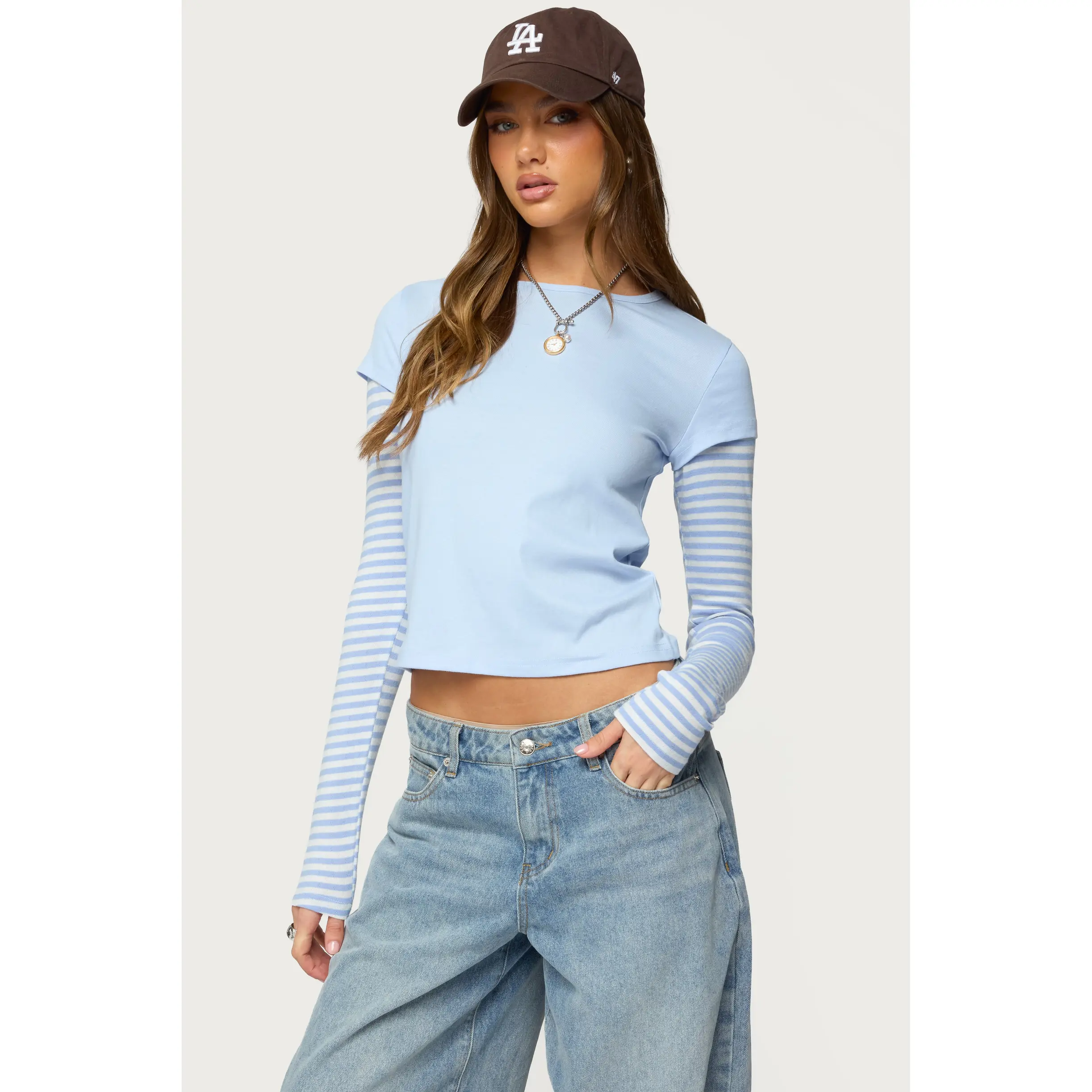 Stripey Layered Long Sleeve T Shirt