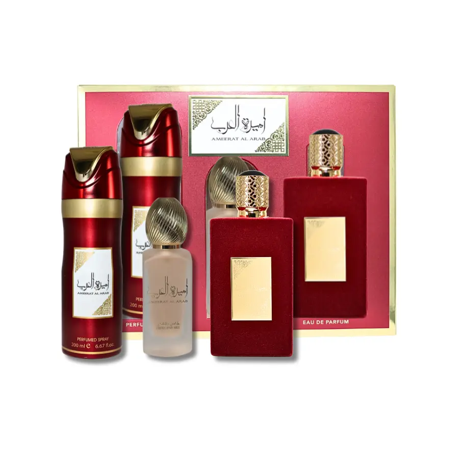Lattafa Ameerat Al Arab 3-Piece Fragrance Gift Set, Elegant Fresh and Clean Liquid with Citrus, Spicy, and Woody Floral Notes for Adults