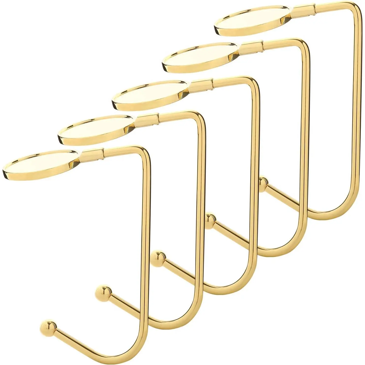 5 Pieces Christmas Stocking Holders Mantel Hooks Hanger Christmas Safety Hang Grip Stockings Clip for Christmas Party Decoration (Gold)