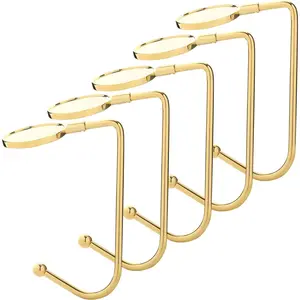 5 Pieces Christmas Stocking Holders Mantel Hooks Hanger Christmas Safety Hang Grip Stockings Clip for Christmas Party Decoration (Gold)