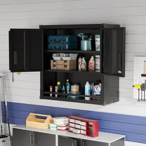 【Summervibes】Ubesgoo Garage Wall Cabinet with Locking Doors and Adjustable Shelf, Metal Wall Cabinet, Floating Upper Storage Cabinet (30''W x 12''D x 30''H)