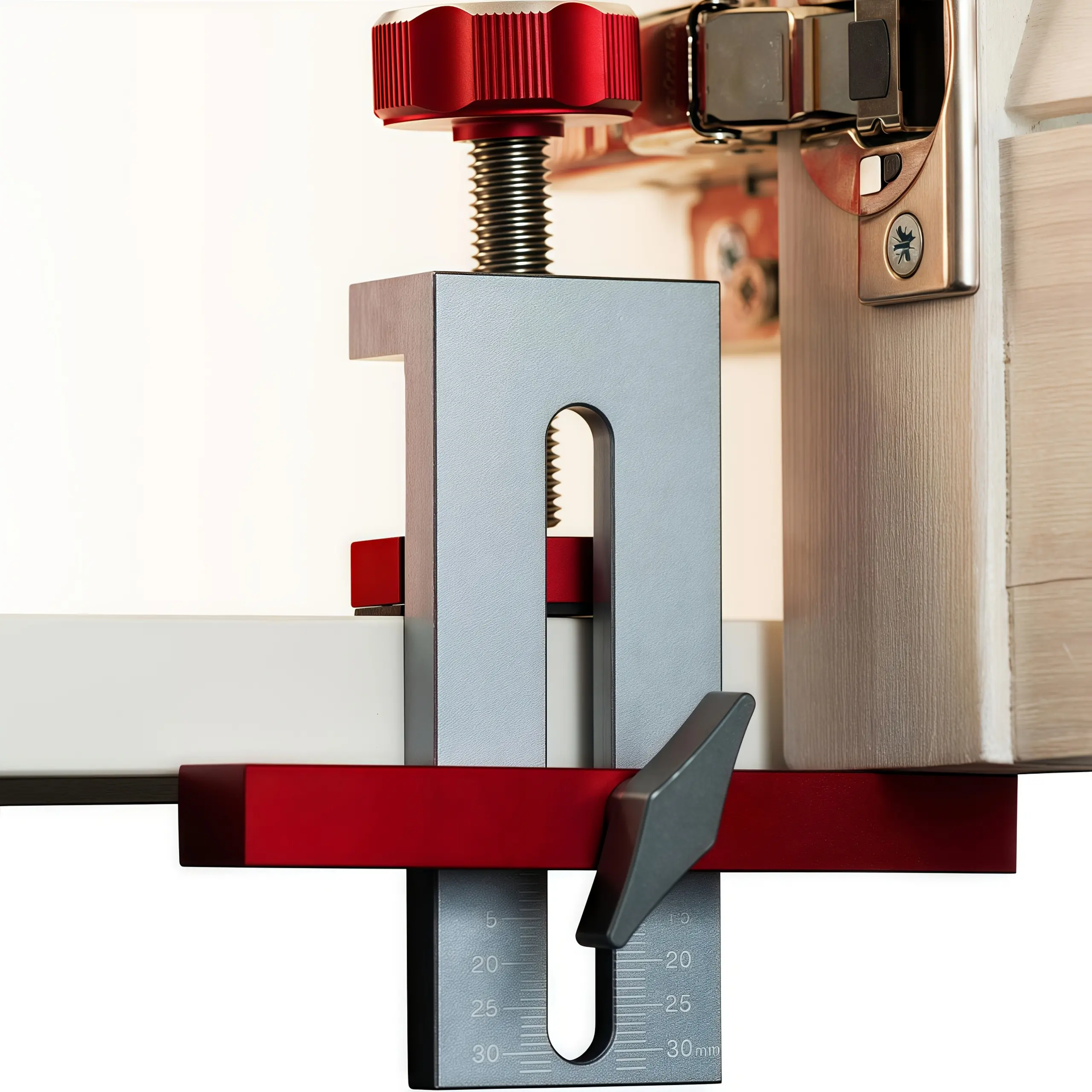 Adjustable Aluminum Alloy Multi-Functional Clamp - 0-64mm Vertical Adjustment Mounting Fixture for Frameless Cabinet Door Installation