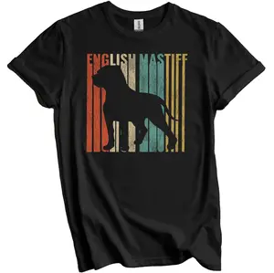 English Mastiff Shirt - Retro English Mastiff T-Shirt - Gift for English Mastiff Owner - Dog Silhouette Cracked Worn Distressed Vintage Look