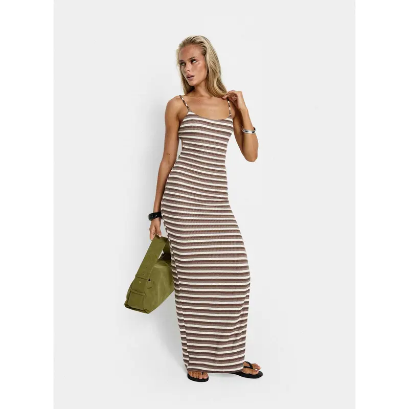 stripe brown dress - TikTok Shop