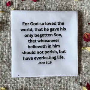 John 3:16 KJV Precut Quilt Square – Christian Cotton Fabric for Sewing & Quilting