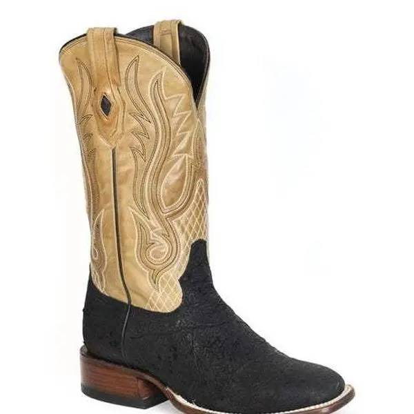 Men's Stetson Thunder Elephant Boots Square Toe Handcrafted JBS Collection Black