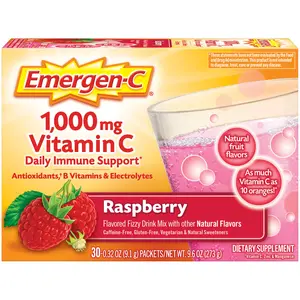 Emergen-C Vitamin C 1000 mg Powder for Immune Support with Zinc B Vitamins and Electrolytes, Super Orange Flavor, 2 Count Supplement, Caffeine Free Daily Energy Support Made in USA