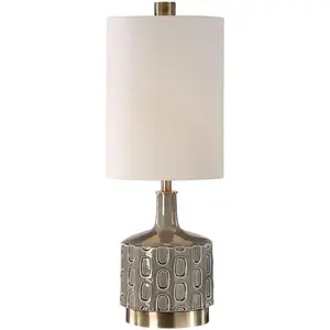 Crackled Gray Glaze Ceramic Table Lamp