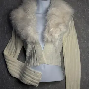 Knit Long sleeve Cardigan with detachable Faux Fur