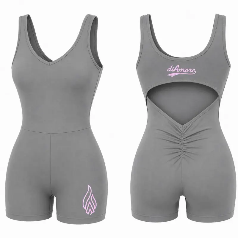 diAmore SculptFlex Romper Gris – Enterizo Deportivo Moldeador para Mujer