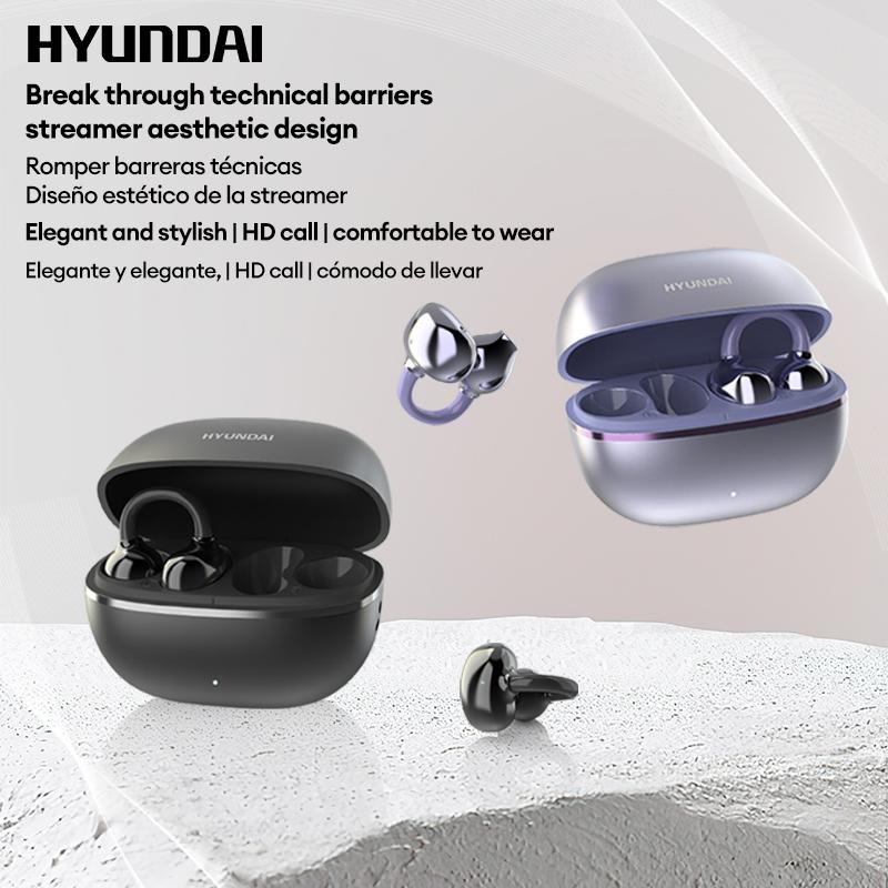 HYUNDAI Earclip C7 Clip-on Design Wireless Earphones, Upgraded Panoramic Sound Headset, Comfortable Wearing & IPX5 Waterproof Sports Earbuds for Work, Fitness