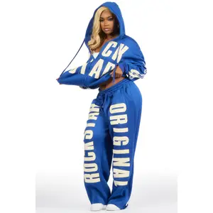 Ashira Royal Blue Baggy Fit Zip Up Track Set