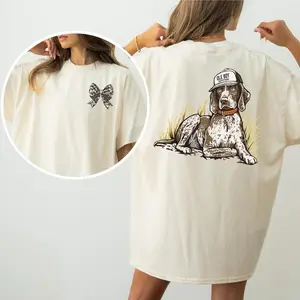 Vintage Camo Bow Graphic T-shirt, Daily Casual Cotton Womenswear, Perfect for Hunting Season, Stylish Printed Design for Everyday Comfort