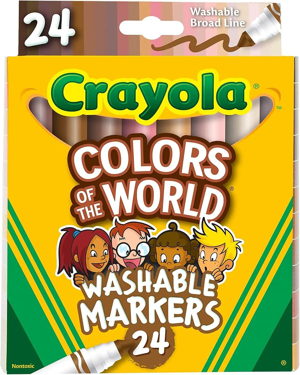 Crayola Colors of The World Markers (24 Count), Skin Tone Markers for Kids, Coloring Book Supplies, Skin Colored Markers, Gifts for Kids