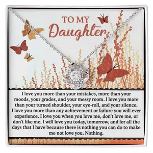 Gift for Daughter - Love You More - Love Knot Pendant Necklace, Perfect for Birthday, Christmas, Graduation, Elegant & Trendy Necklaces for Every Occasion - Perfect for Gifts, Daily Wear, or Special Events | Shop Now!