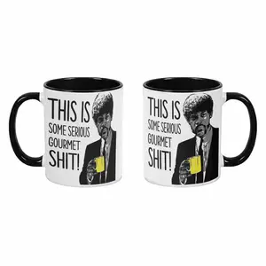 Funny Serious Gourmet Coffee Mug (11oz/15oz) This Is Some Serious Gourmet Quote Print Reusable Washable Ceramic Tumbler Drinkware Cult Movie Meme Gift For Dad Boyfriend Cinema Lover Office Humor Retro Art