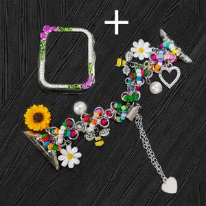 Handmade Braided Flower Watch Band Compatible with Apple Watch Series 8 7 6 Se, Unique Design Touchscreen Smooth Protective Strap