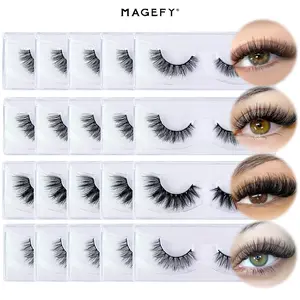 MAGEFY 20 Pairs 3D Thick False Eyelashes, Mixed Styles Wispy Volume Lashes, Natural & Dramatic Look, Manga Wet Look Cartoon Lashes, Soft Lightweight Faux Mink Strip Lashes, Makeup Eyelashes Set