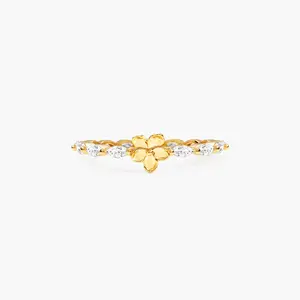 en route Elise Flora Marquise Ring, Brilliant Marquise Cut CZ Leaf Details, Perfect for Daily Elegance and Statement Styling