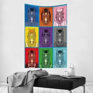 BoJack Sitcom Horseman Tapestry - Vibrant 60x40 Inch Wall Hanging Art with Unique Fashion Portraits, Bright Colors, Perfect for Bedroom Decor & Home Accents, Indoor Backdrop |   Playful Colorful