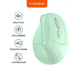 Kysona EM9 Wireless Vertical Mouse Bluetooth Ergonomic RGB Rechargeable 4000DPI 6 Mute Buttons for Tablet Laptops Computer PC