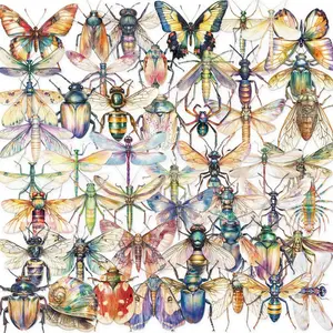 50PCS Transparent INS Insect Sticker Pack - Waterproof Clear PET for Scrapbook, Guitar & Notebook Decor bulingbulingsticker