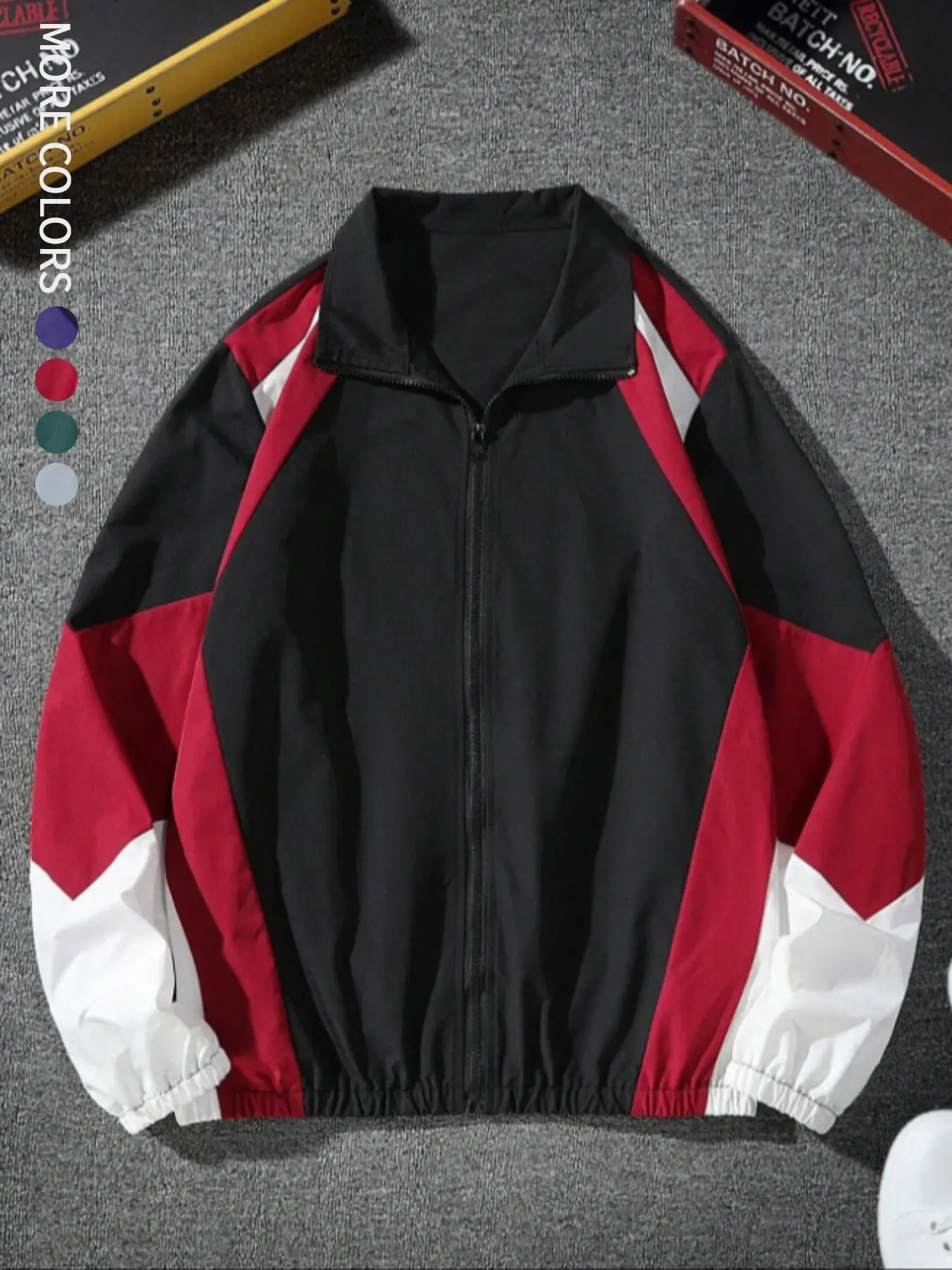 Men's Colorblock Zip Up Jacket, Regular Fit Casual Long Sleeve Outerwear for Spring & Fall, Fashion Men's Clothes for Daily Wear Tops