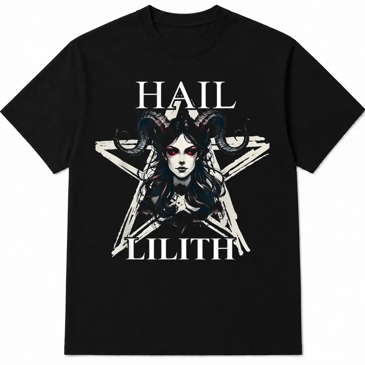 100% Cotton  Dark Gothic Lilith Graphic Tee, Occult Inspired Vintage T-Shirt, Alternative Unisex Streetwear Short Sleeve Shirt for Goth Style & Casual Wear sohochic